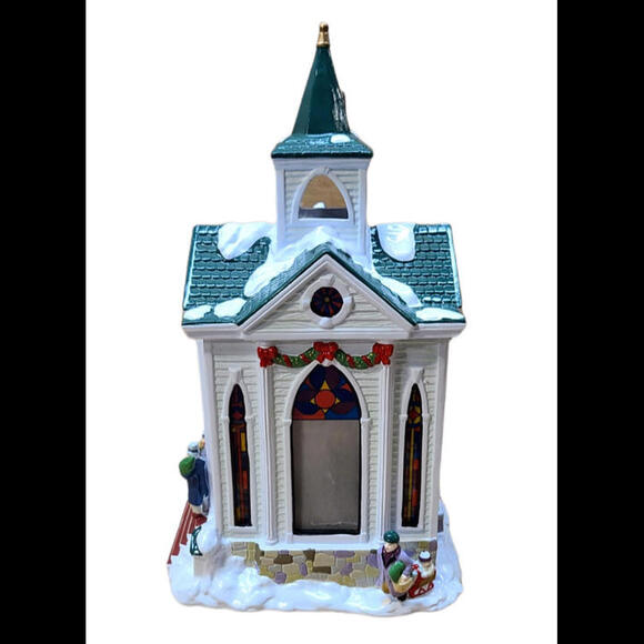 Mr. Christmas Lighted Revolving Village Silhouettes Ceramic Small Church 1998 - Picture 5 of 9
